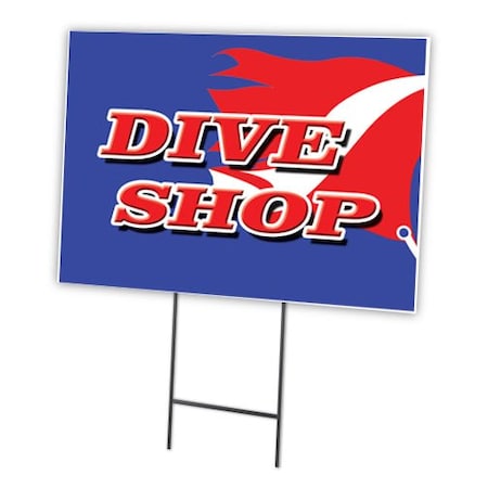 Dive Shop Yard Sign & Stake Outdoor Plastic Coroplast Window